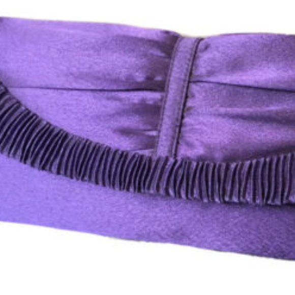 Jessica McClintock Purple Satin Evening Clutch with Hard Shell and Snap Closure - Picture 2 of 7